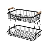 Obstkorb für Theke – 2-stöckiger Aufbewahrungshalter für Lebensmittel, Tisch-Snack-Organizer, für Obst, Gemüse, Snacks, Brot, Speisekammer, Büro, Arbeitsplatte, Küche, Mittelstück