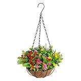 Toddmomy Simulierter Kokosnusspalmenblumenkorb Outdoor-Pflanzen künstlich für die Veranda gefälschte hängende Blumen künstliche Gartenblume hängende Körbe Hängekorb künstlich Plastik