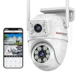 Überwachungskamera Aussen Doppellinse WLAN Kamera Überwachung Außen Kabellos,IP66 Outdoor Sicherheitskamera mit Nachtsicht, Automatische Überwachung, 24/7 Aufzeichnung, 2 Wege-Audio, SD/Cloud