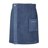 Schiesser Frottier Saunakilt Rom für Herren | 100% Baumwolle aus nachhaltiger Produktion | weich, saugstark, 3-Fach weitenverstellbar | 46-54 | Dunkelblau