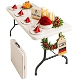 Floordirekt- Buffettisch Tisch klappbar Kunststoff 183 x 76 cm - Buffettisch mit Tragegriff - Klapptisch für Garten Terrasse und Balkon - Campingtisch 6 Personen (Akita)