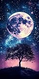 Baum Diamond Painting Erwachsene, Diamond Painting Mond, DIY 5D Runden Steine Mosaikherstellung Basteln Erwachsene Anfänger Set für Zimmer Deko Wohnzimmer, Geschenke für Frauen 30x60cm Fde-1683