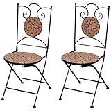 Mengtu Terrakotta Mosaikstühle für Garten & Terrasse - 2er Set, Eisen & Keramik, 37x41x89 cm Bar-Thekenmöbel 41529