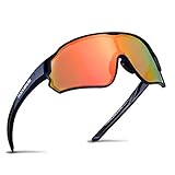 ROCKBROS Fahrradbrille Polarisierte Sportsbrille HD Bunte Sonnenbrille mit UV-Schutz Winddicht Radsportbrille für Radfahren Laufen Angeln Golf Wandern Herren Damen Dunkelblau