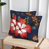 KTHSNSKL Dekorative Kissenbezüge, 45,7 x 45,7 cm, quadratisch, Boho-Stil, Bauernhaus-Kissenbezug für Couch, Sofa, Schlafzimmer, Wohnzimmer, Heimdekoration, Hawaii-Blume, 2 Stück