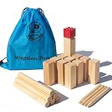 WoodenFun Original Kubb Wikinger Spiel im Freien Outdoor Holz Schwedenschach mit Beutel Party Spiele für Kinder und Erwachsene
