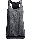 UNibelle Tank Top Damen Yoga Shirt Lauf Sporttop Unifarben Tanktop Ärmellos Racerback Fitness Oberteil, Dunkelgrau, XXL
