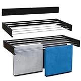 Vonia Wandtrockner Schwarz 80 x 40 cm – Wand-Wäschetrockner aus Aluminium mit 4 m Trockenlänge – klappbarer Wäscheständer zur Wandmontage