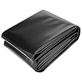 QWORK® PVC Teichfolie 2M x 3M Schwarz HDPE Schwerlast-Dichtungsfolie für Teichmembrane und Fischteiche