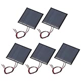QUARKZMAN 5 Stück 2V 0.22W 110mA Mini Solarpanels Kleine Polykristalline Solarzellen Mit 2 Kabeln Für DIY Elektrospielzeug Material Bausätze Ladegerät 44mm x 44mm