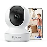 Reolink 2K 4MP WLAN Überwachungskamera Innen, 360°-Ansicht Baby Monitor mit Personen-/Tier-/Weinen-Erkennung, Auto-Tracking, 2,4 GHz WLAN Kamera Indoor, Privatmodus, 2-Wege-Audio, Ohne ABO, E1