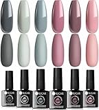 UR SUGAR UV Nagellack/Shellac Set 6 Gelnägel Farben Nude Grau Farbgel für Rosa Gellack Nageldesign-Sets Braut Hochzeit Thema/Valentinstag Gel für Maniküre Nageldesign