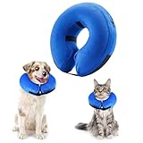 panemy Aufblasbare Halskrause Hund & Halskrause Katze, Halskrause Hund mit Verstellbarem Klettverschluss, Hunde Halskrause für Operationen oder Wundheilung, Anti-Beißen, Anti-Lecken (Blau, S)