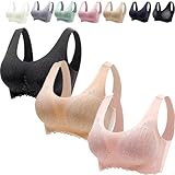 Kulken BH, Latex 4.0, anmutiger, Nicht schlaffer, atmungsaktiver Spitzen-Sport-BH in großer Größe, bügelloser Nulalift-Support-BH für ältere Menschen (3pcs-b,XXL)
