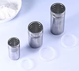 6 Stück Puderzuckerstreuer: Kakaostreuer für Cappuccino mit 16 Latte-Art-Form, Edelstahl Mehlstreuer mit Deckel, Kakao Streuer, Staubzuckerstreuer für Schokolade, Puderzucker, Zucker, Salz, Kakao