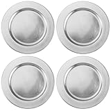 com-four® 4x Platzteller silberfarben - wiederverwendbare einfarbige Unterteller als Tischdekoration - monochrome Dekoteller für Hochzeit, Familienfeier oder Weihnachten - Ø 33 cm