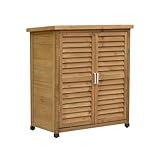 Gartenbox Wetterfest Outdoor Verstellbare Einlegeböden 87 x 47 x 97 cm, Aufbewahrungsbox Garten Groß mit Doppeltür für Höfe Balkone Bauernhöfe(Brown)