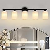 LED Spiegellampe Badezimmer Spiegelleuchte mit Fernbedienung Dimmbar Moderne 5-flammige Waschtischleuchte 86cm Spiegellampen für das Bad E27 Badezimmerleuchten für Innenbereich (Inkl. 5 Glühbirne)