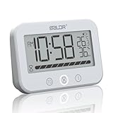 ALEENFOON Digitale Badezimmeruhr, IP54 wasserdichte Duschuhr mit Temperatur und Luftfeuchtigkeit, 99-Minuten-Countdown-Timer mit Alarm, großer LCD-Timer mit 2 Klebehaken und 2 Saugnäpfen