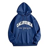 Kapuzen-Sweatshirt für Herren, normale Passform, Herren-Kapuzenpullover, 2D-Druck, Arbeitspullover, sportlich, dick, langärmelig, Pullover mit Bund, Outdoor-Pullover, modische Hoodies Tops, blau, S