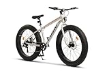 Homgoday 26 Zoll Fatbike Mountainbike, 7-Gang Shimano Schaltung, Mechanische Scheibenbremsen, 100mm Federweg, für Erwachsene 150-195 cm - Stadt & Gelände (85% vormontiert) Fahrrad W2306P389755