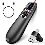 ZRZLMVP Presenter Pointer - Wiederaufladbar Powerpoint Fernbedienung Präsentationsfernbedienung, RF 2.4GHz USB Type C Drahtlos Präsentationen Pointer für PowerPoint/Windows/Mac/Keynote/Google Slides