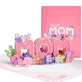 AEYAKA Muttertagskarte & Geburtstagskarte für Mama – Besondere 3D Pop-Up Grußkarte mit filigranem Papierschnitt, Geschenk zum Muttertag & Geburtstag Rot