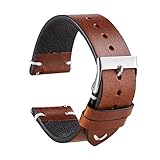 MODBAND Für Rox Classic Watchband Italienisch Vintage Öl Wachs Uhren Band 20mm 22 mm Schnellfreisetzung Armband Echtes Lederband(Brown,20mm)