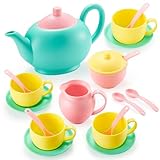 JOYIN Teeservice Kinder Set,Spielküche Zubehör,Tee Set Teeparty Kinderküche Kindergeschirr Rollenspiele Geschenk für Kinder ab 3 4 5 6 Jahren,Pretend Play,Teeparty