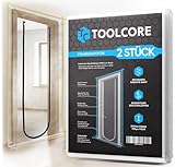 TOOLCORE® 2x Staubschutztür mit Reißverschluss 1,1x2,2m [Extra Stark] Bautüre mit Reißverschluss inkl. Edelstahl Zipper + Easy Comfort Aufhänger - Staubschutzwand, Staubtür, Folientür