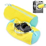 ZTBFHLZQ Waschbeutel Wäschesack Schuhe, Schuhbeutel Waschmaschine, Schuhwaschbeutel mit Bürsten, Sneaker Wäschesack, Shoe Wash Bag, Wäscheschuhbeutel für Sneaker Erhöhte Reibung (Gelb 2Pcs xin)