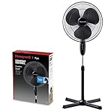 Honeywell Comfort Control Standventilator für den ganzen Raum (3 Geschwindigkeitseinstellungen, Oszillation 90°, Höhenverstellung, 40 cm Klinge, Zusammenbauen ohne Werkzeug) HSF1630