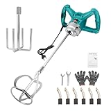 3200W Rührwerk Mörtelrührer mit 2 Rührpaddeln | 1200 U/min Bürstenloser Motor, 6-stufig, Arretierbarer Schalter | Elektro Farbrührer Betonmischer für Farbe, Fliesenkleber, Mörtel, Beton, Futter, EU