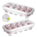 Eierbox, 2 Stück Transparent Eierkarton 10 Eier Behälter Aufbewahrung Kühlschrank Tragbare Eierbehälter Aufbewahrungsbox Eierdose für Küche Kühlschrank und Transportbox
