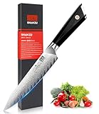SHAN ZU Couteau Universel 15 cm, Couteau de Cuisine Damas en Acier AUS-10 Japonais, Couteau de Chef de 6 Pouces, Couteau Damas Ultra-Tranchant, Poignée G10 - GYO Series