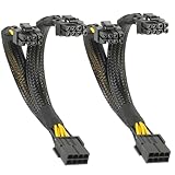 JAMHER 2 Stücke PCIe 8 Pin auf Dual 8 Pin (6+2) Power Adapter, für GPUs PCI-e Netzteil Erweiterung Kabel 8.66 inch (22cm)