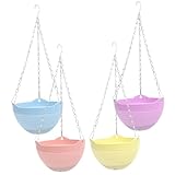 iplusmile 4 Stück mehrere Korb blumenübertöpfe für innen pflanzenhänger Pflanzenbehälter Innenpflanzer pflanzenzubehör hängende Pflanzenkörbe Hängekörbe für Pflanzen im Freien PVC