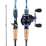 Sougayilang Casting Angelrute und Rollen-Kombi, 1.8m/2.1m MH Angelrute mit Baitcasting Rollen-Kombination, 2-Sektion Baitcaster Combo-1.8SER