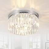 Rayofly Modern Kristall Kronleuchter, 6-flammig Kristall Deckenleuchte Wohnzimmer, Glas Deckenlampe Wohnzimmer, Chrom Modern Glas Deckenlampe für Schlafzimmer, Küche, Flur, G9