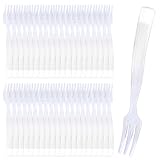 50 Stück Plastik Gabeln, 10.8cm Mehrweg Plastikgabel, Kuchengabeln Plastik, Transparent Plastikgabeln, Wiederverwendbare Robust Kunststoffgabel für Picknicks, Camping, Geburtstagsfeiern, Hochzeiten