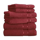 Mixibaby Handtuch 6er Set 2X Duschtuch 2X Handtuch 2X Gästetuch 100% Baumwolle Frottee, Farbe:Weinrot