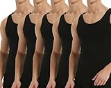 Falechay Unterhemd Herren Tank Top 5er Pack Baumwolle Feinripp ärmellos Muskelshirtst Männer Schwarz L