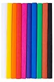 Krepppapier 50x200 cm Crepepapier für Handwerke, Kräuselpapier zur Dekoration, Schulpapier, Rollenpapier Elastizität, nicht abfärbende Farben, klassischen Farbmix 10er Pack