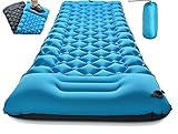 MufHomse Isomatte Camping Selbstaufblasend Ultraleicht Outdoor - mit Fußpresse Pumpe Faltbar Schlafmatte mit Kissen Thermo Iso Matte für Trekking Strand