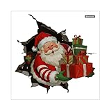 Santa Claus Breaching Through A Wall Sticker, Kreativer Wandtattoo Weihnachten, Festliche Wanddekoration, Für Familien, Hausbesitzer, Wohnzimmer, Fenster, Schule, Büro