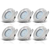 B.K.Licht - 6er Set Bad Einbaustrahler LED flach, warmweiße Lichtfarbe, Lochdurchmesser 60mm, LED Spot, Deckenspots, Spots, Einbauleuchten, Einbauspots, Badezimmer, 75x30 mm, Matt-Nickel