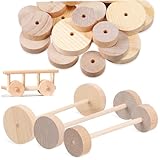 MOTHNUR Holzräder Unlackierte Holzräder Ø Holzstäben DIY Bastelset für Holzspielzeug Autos Kreative Handwerksprojekte und Malerei Zubehör