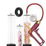 Gtbxfu Penispumpe Manuelle Penis Pumpe mit Metallgriffen Penies Pump mit DruckmesserPenispumpen mit Zifferblättern zur Transparenten Eichel Stretcher Kit SM Männer Erotik Erektionzhilfe（L)