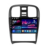 Doppel Din 9 Zoll Android 14 Autoradio für Hyundai Sonata EF 2001-2012 mit Wireless Carplay AHD Rückfahrkamera Bluetooth Lenkradsteuerung GPS Navigation (T600 [8+128G])