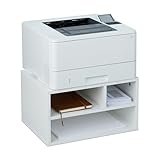 Relaxdays Druckerständer Schreibtisch, 3 Fächer, Regal für Drucker, Druckerhalter, H x B x T: 22,5 x 40 x 30 cm, weiß